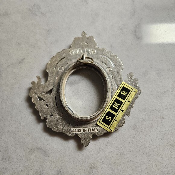 PAIR OF VINTAGE SMR ITALY ORNATE SILVER & BRONZE FRAMES 1.25" W x 1.5" H OPENING - Picture 8 of 14